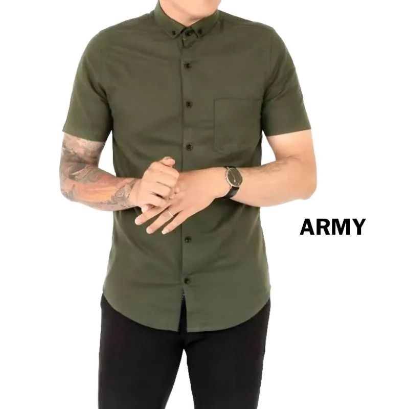 Hem polos cassual warna Army