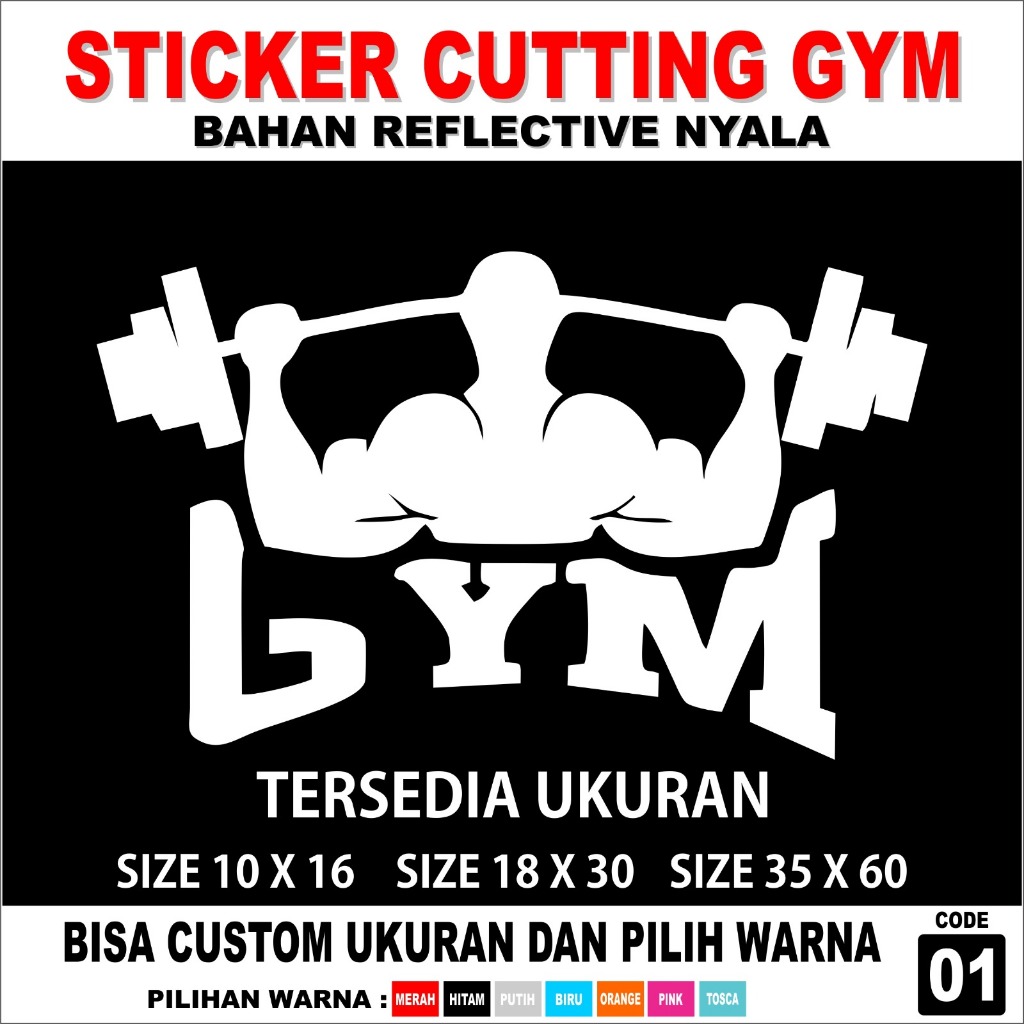 STICKER WALL CUTTING STICKER CUTTING DINDING GYM STICKER CUTTING KACA GYM BAHAN CUTTING REFLEKTIV NY