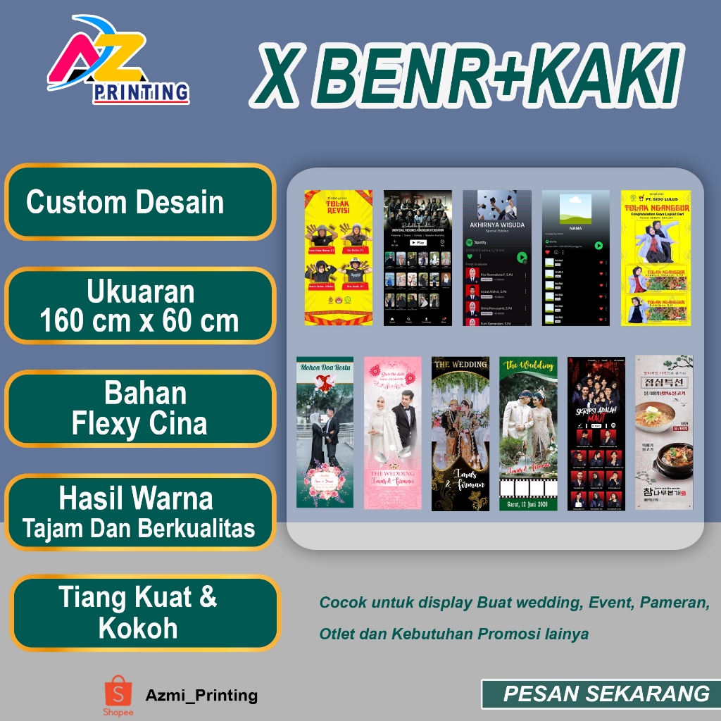 Banner Wisuda/Weding Custom Free Design/Cetak X Banner Wisuda/X Banner Wedding/X Banner Aqiqah