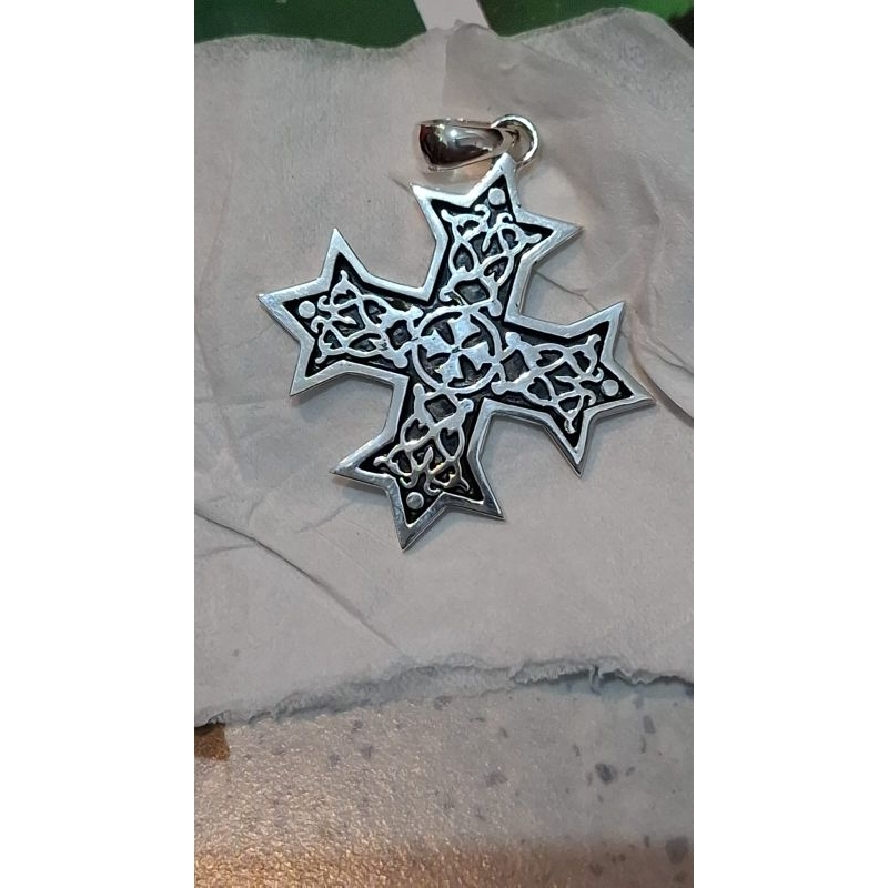 Liontin Salib Perak Koptik (Sedang)