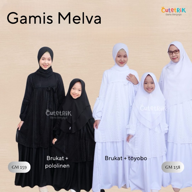 (1 tahun s.d Dewasa) GM 158 159 Baju Muslim Gamis Formal Pesta Lebaran Hitam Putih Anak Remaja Dewas