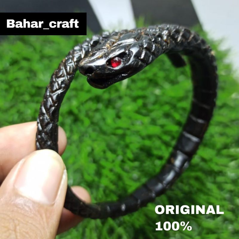 Gelang Akar Bahar Hitam Ukir Ular