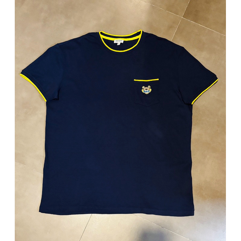 Kaos Kenzo Pria navy kuning