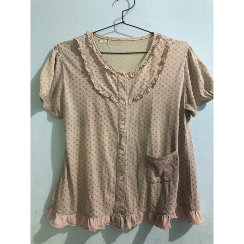 Baju Pendek Polkadot Pink [PRELOVED]