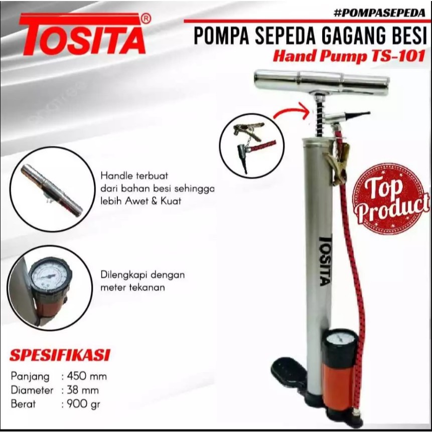 POMPA TABUNG TOSITA POLES POMPA BAN SEPEDA STAINLESS STEEL POMPA TABUNG SEPEDA POMPA SEPEDA POMPA BA