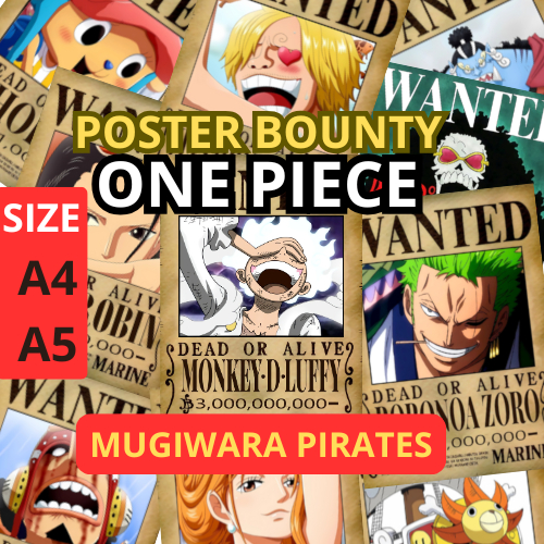 Poster Anime Bounty One Piece A5 Paket Komplit Kru Mugiwara Pirates Dekorasi Dinding Kamar