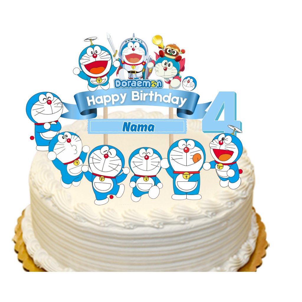 

Topper Doraemon /hiasan kue / Topper happy birthday