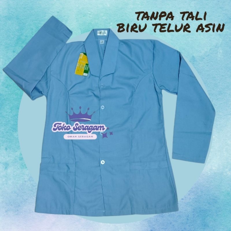 Seragam Biru Telur Asin tanpa Tali model kerah jas