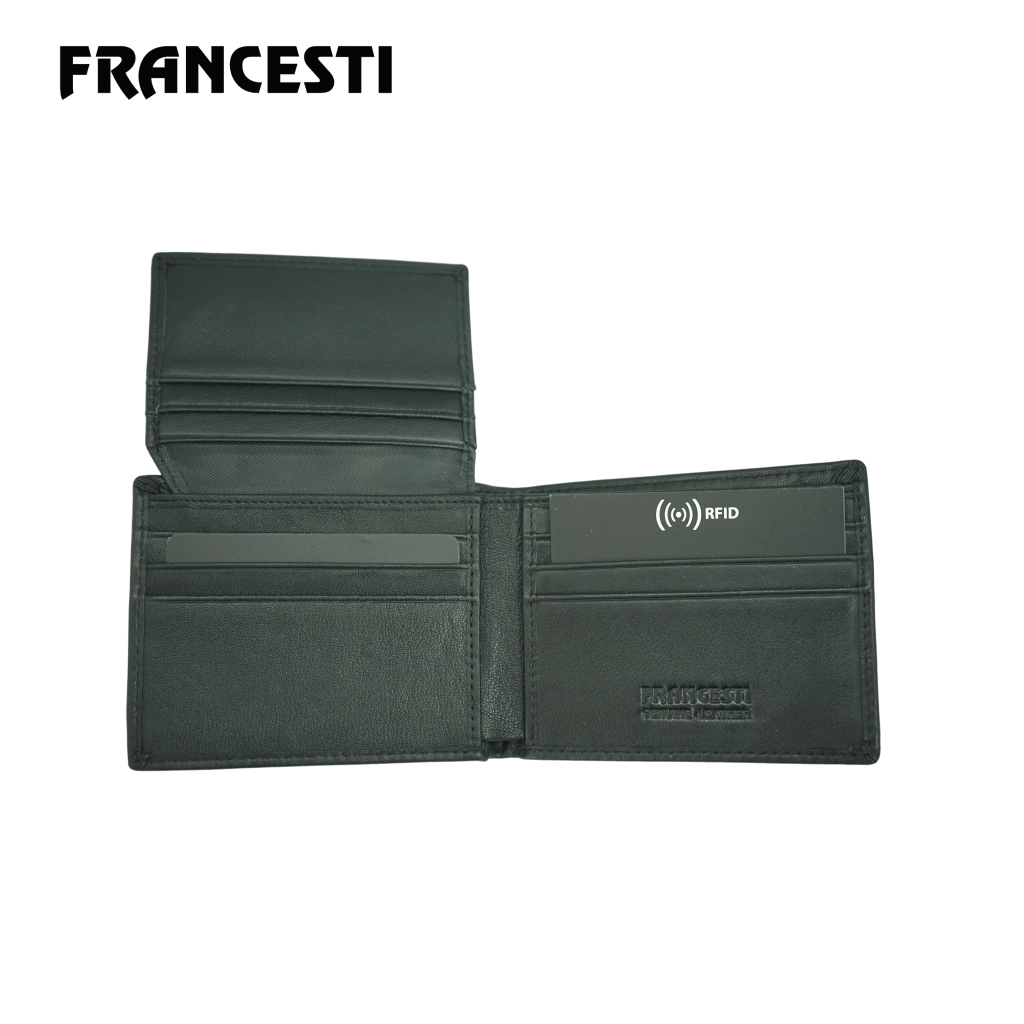 Francesti Dompet Pria Genuine Leather trifold RFID Protection 175R Black
