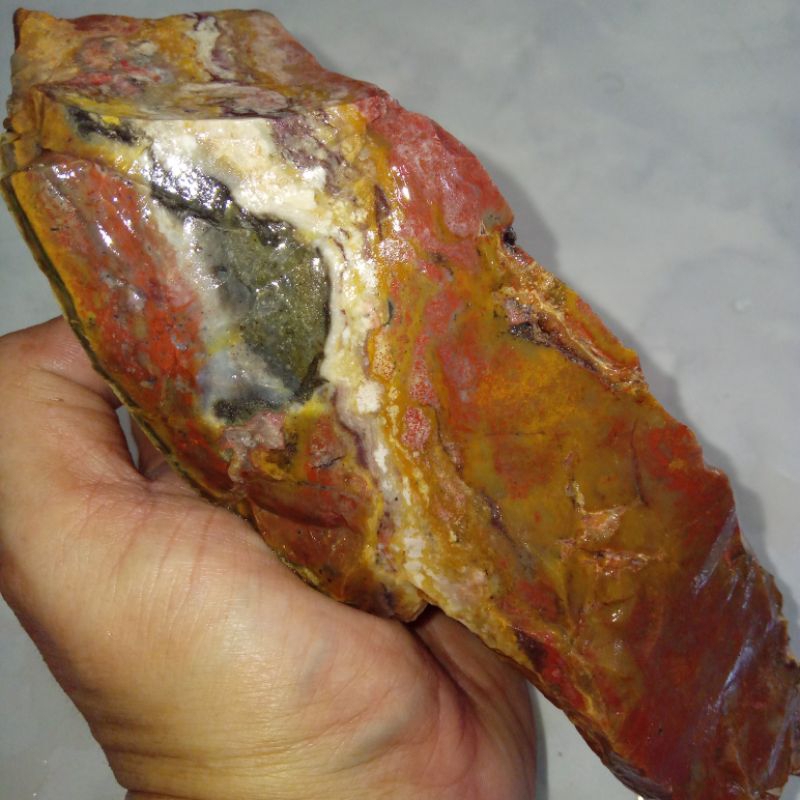 Original Batu Akik Pancawarna Lawas Semi Kristal