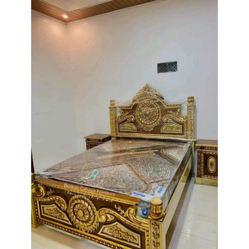 tempat tidur gong jati ukir jepara