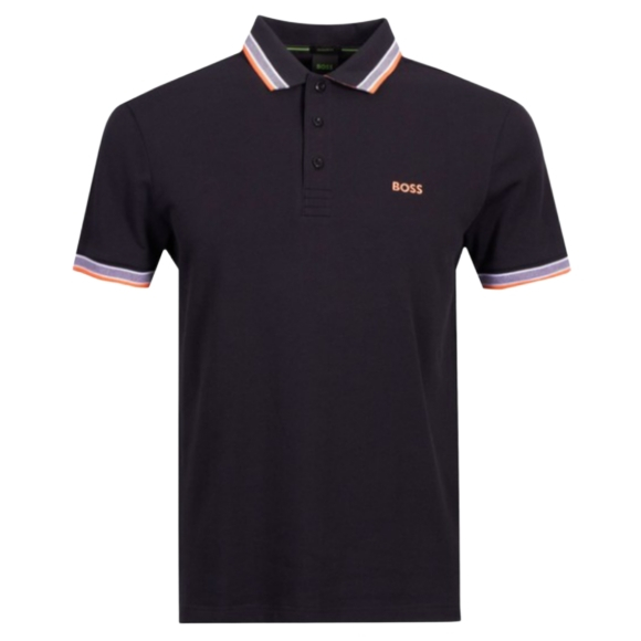 Paddy Contrast Black Orange Polo / Kaos Polo Branded Original