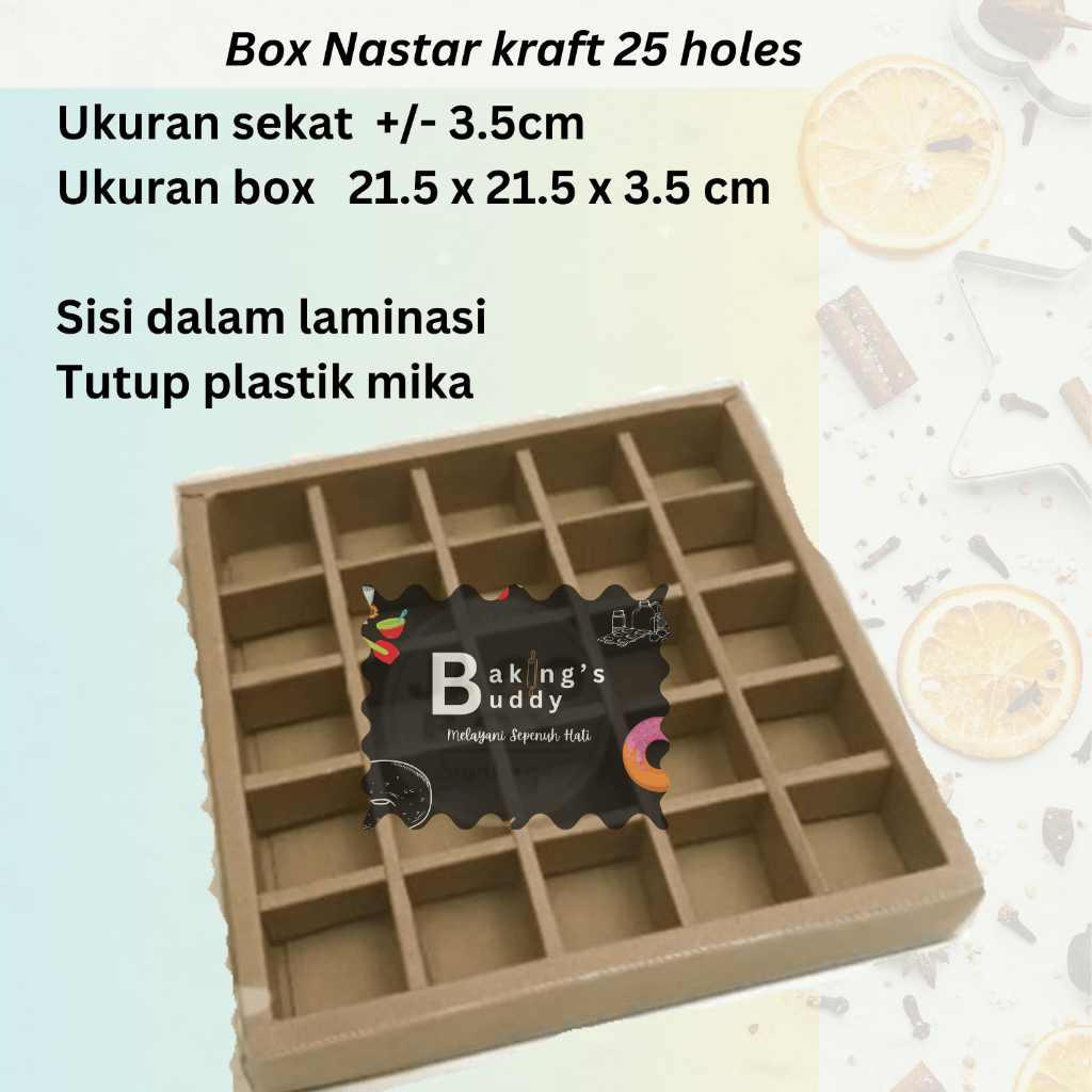 Box Kraft Nastar 25 holes 20x20x3.5 cm