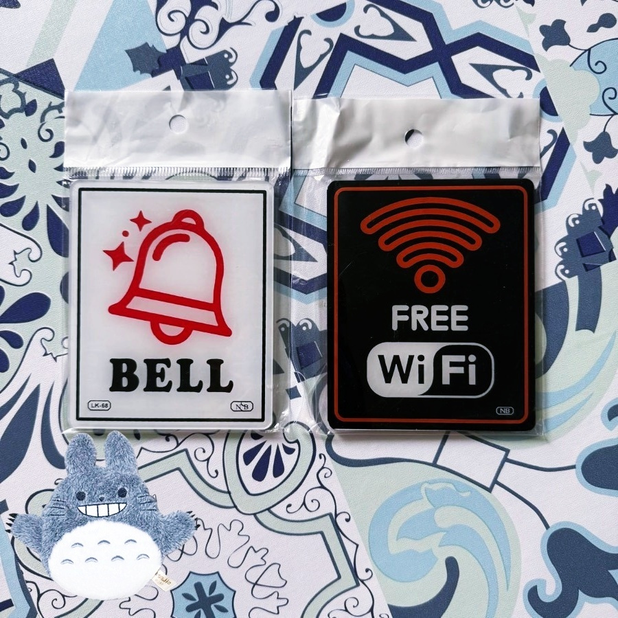 

[1PCS] LABEL AKRILIK FREE WIFI BELL SIGN BOARD PAPAN TANDA