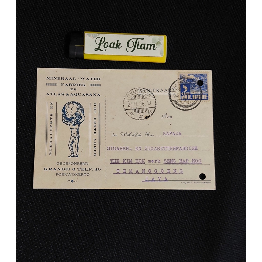 

kartu pos briefkaart authentic poerwokerto ke java 1936