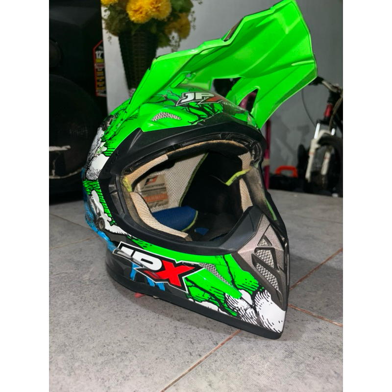 HELM JPX CROSS FOX1 HIJAU AIRBRUSH (BEKAS)|