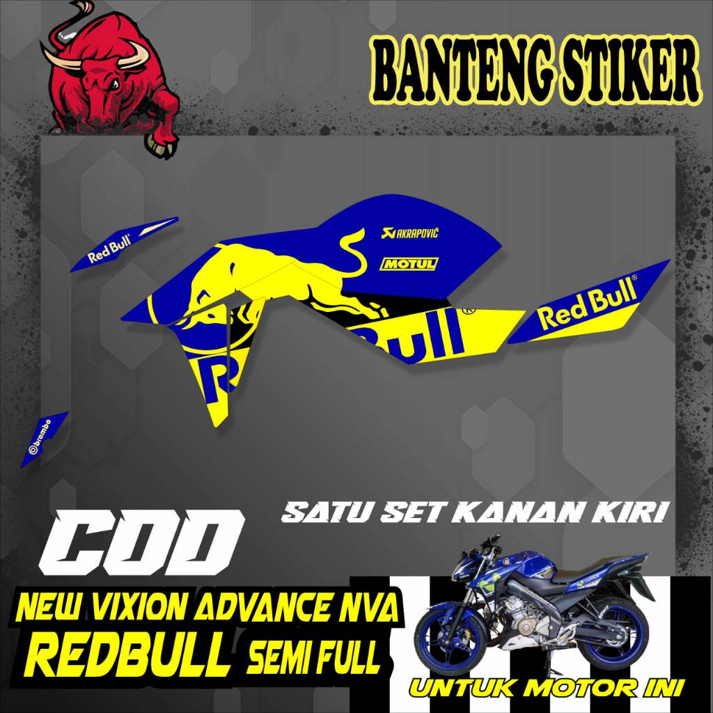 Stiker striping vixion NVA (new vixion advance) v1 2015-2017 REDBULL
