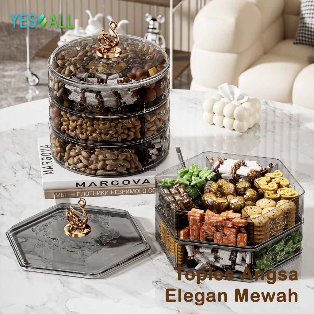 YESALL Toples Lebaran Bulat - Toples Aesthetic / Candy Box / Kotak Permen / Toples Kue Kering / Temp