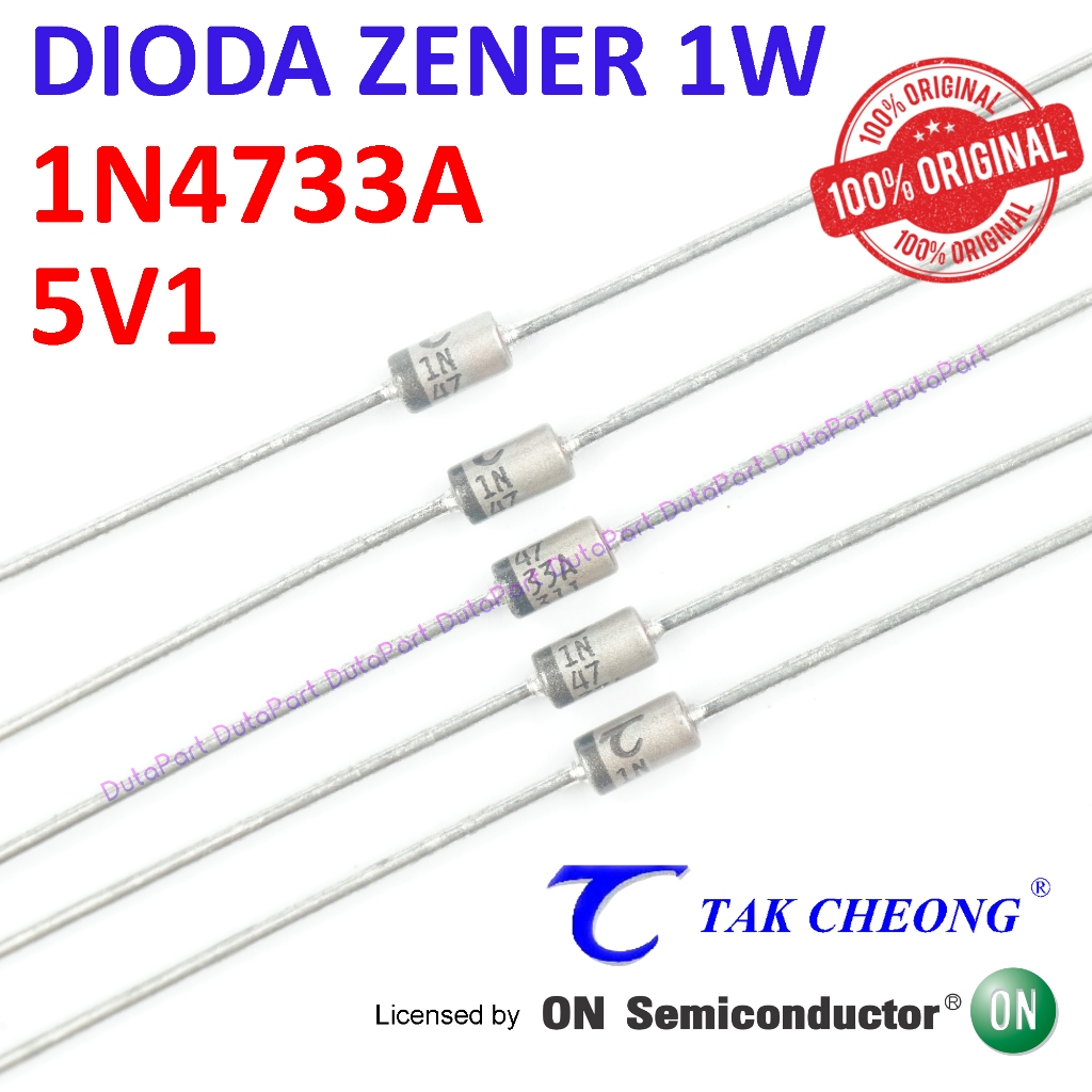 Dioda Zener 1N4733A 5V1 1W ORIGINAL TC Licensed by ON SEMI 1N4733 5.1V