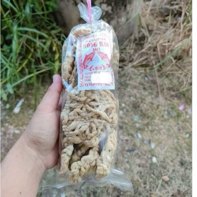 

Kerupuk / Krupuk Bong Han Asli Bangka Murah Kemplang / Kempelang / Amplang Bonghan lisin Bangka