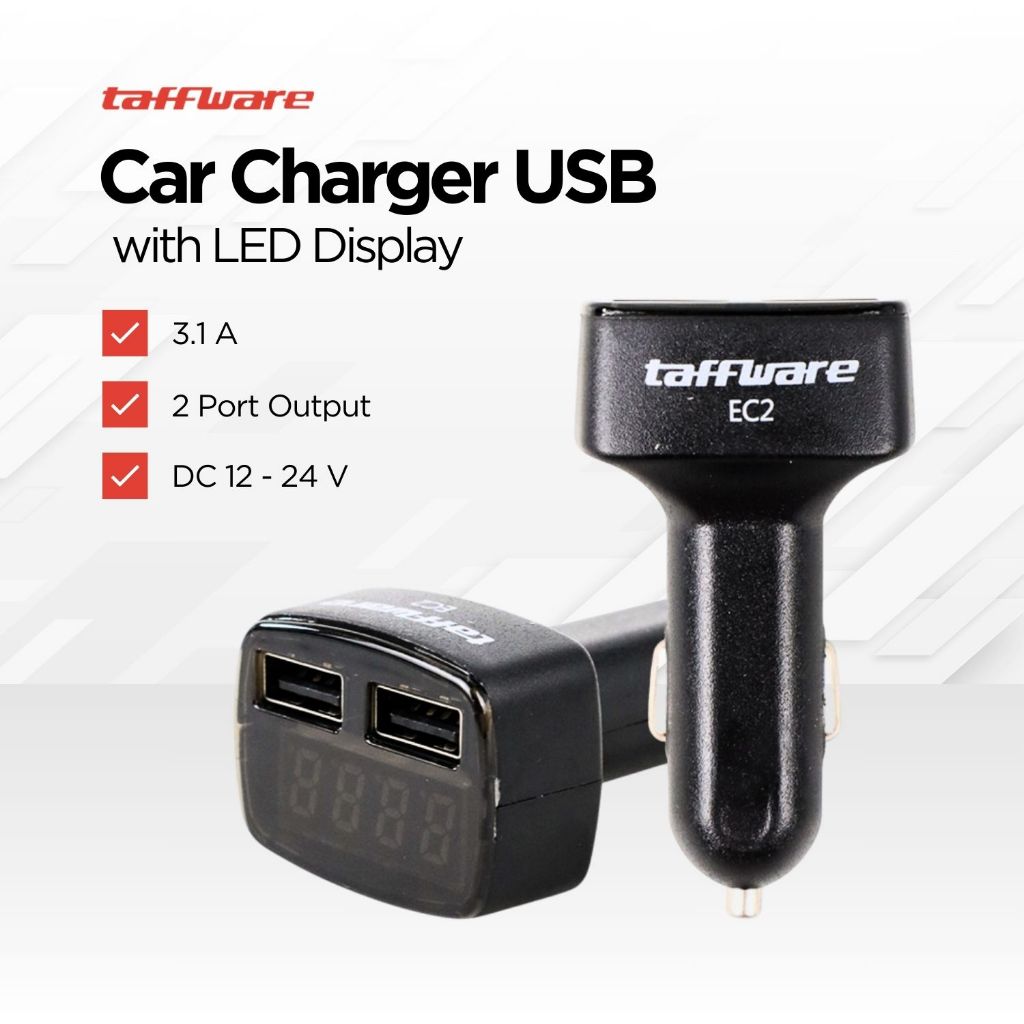 2 PORT DUAL USB Car Charger with LED Display Colokan Cas Mobil FAST CHARGING CASAN Motor PCX VARIO N