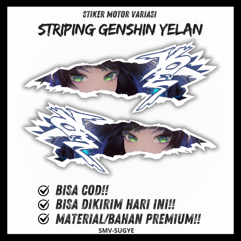 Stiker Striping Yelan Sticker Anime Yelan Genshin Impact Universal Kanan Kiri