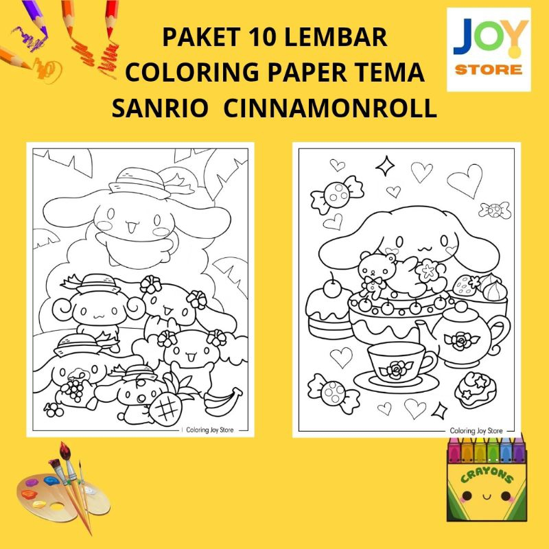 

PAKET 10 Lembar Kertas Gambar Mewarnai Tema Sanrio Cinnamonroll Ukuran A4 150 gsm - Coloring Paper 043