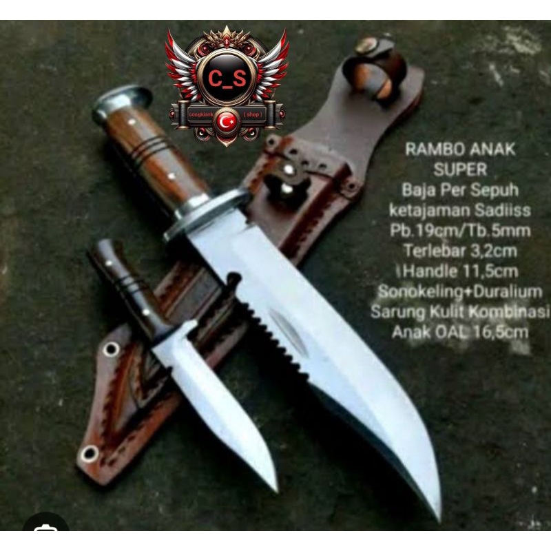 BERKUALITAS pisau belati set rembo survival outdoor