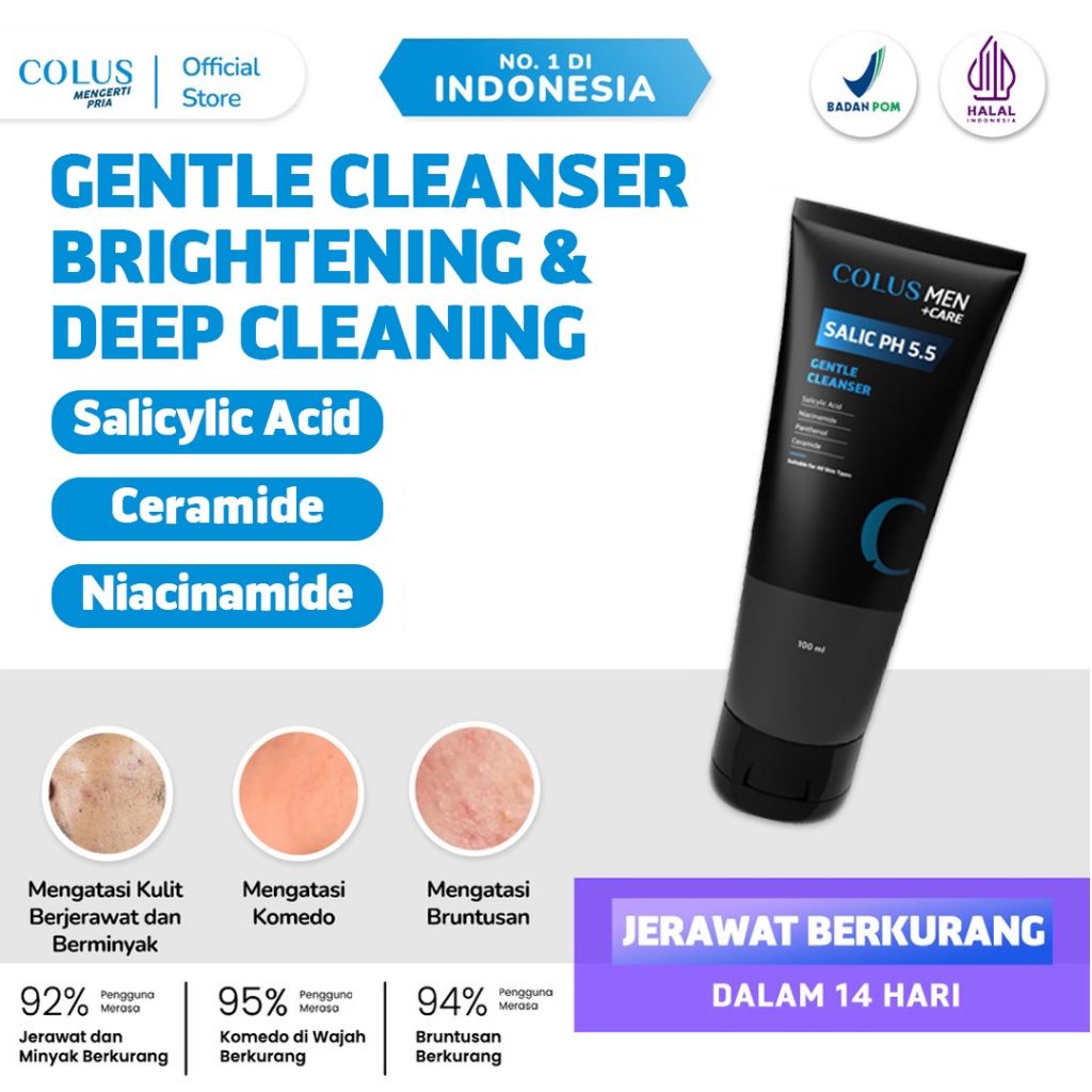 Facial Wash Pria Sabun Muka Pria COLUS MEN Salic pH 5.5 Daily Gentle Cleanser Salic PH 5.5 COLUS MEN