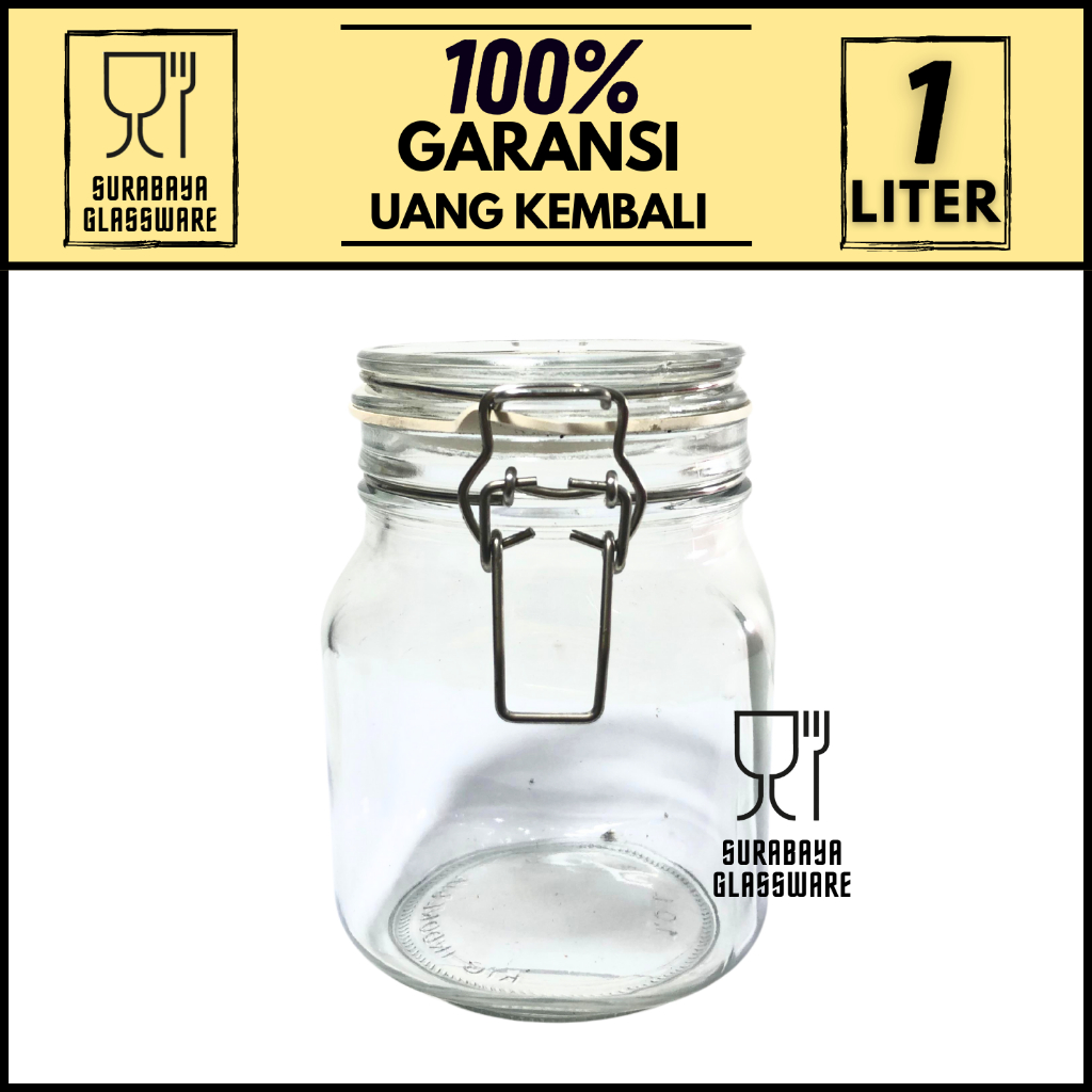 TOPLES JAR KACA HERMETICO KEDAP UDARA 1 L TEMPAT PENYIMPANAN MAKANAN  JAR WADAH KOTAK  SERBAGUNA TOP