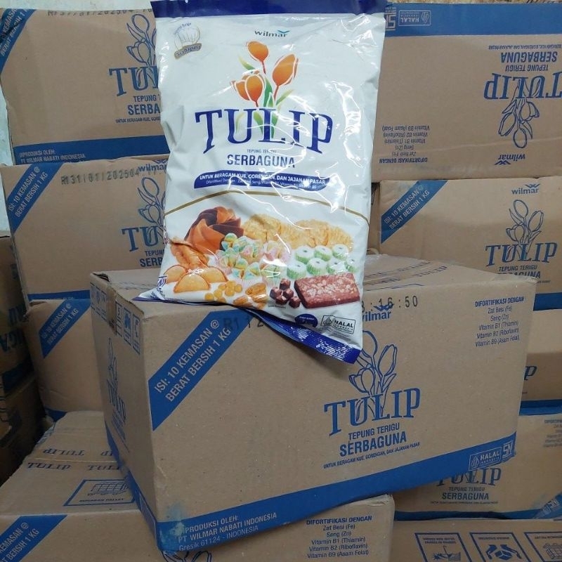 

TEPUNG TULIP Terigu 1Dus [KARTON] / Tepung Kemasan Tepung Terigu Serbaguna Protein Rendah