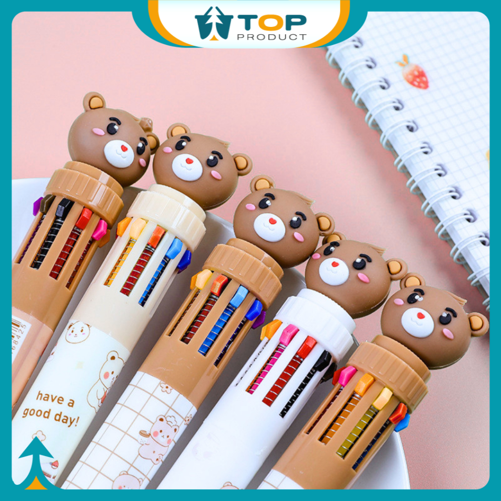 

Pulpen 10 Warna Teddy Bear Pena Warna Super Lucu Motif Beruang ATK017