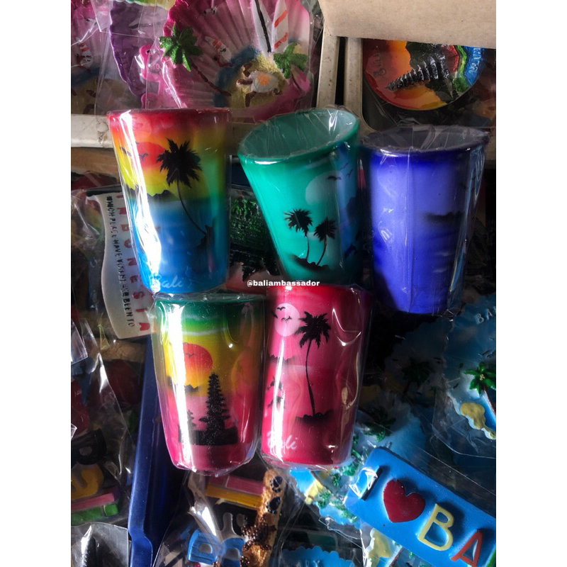 GELAS KACA KECIL SLOKI BALI MOTIF PANTAI