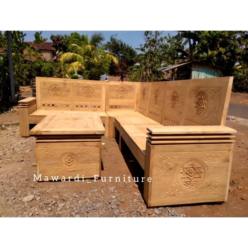 Kursi Tamu Minimalis Full Kayu Jati TPK Perhutani Kursi Tamu Sudut Jati Tua Kursi Tamu