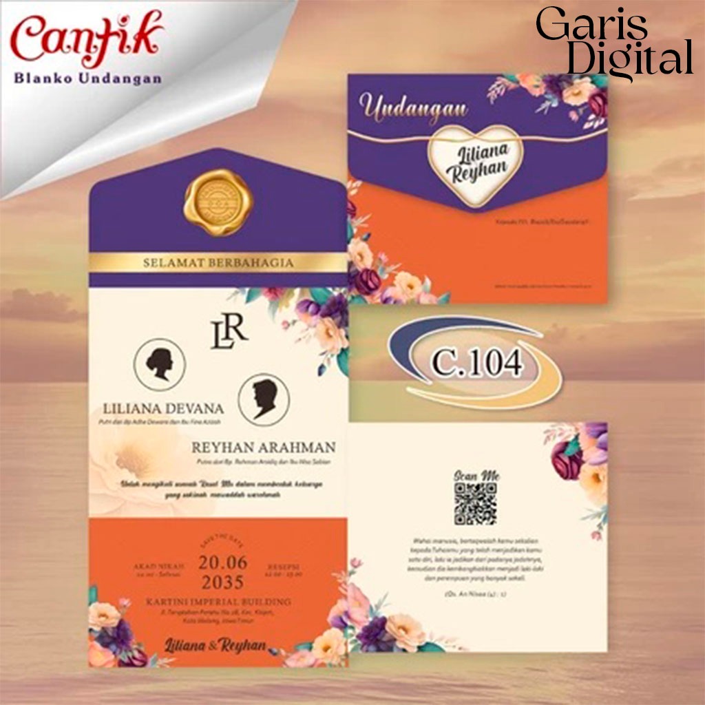 CANTIK 104 | CETAK UNDANGAN | UNDANGAN PERNIKAHAN