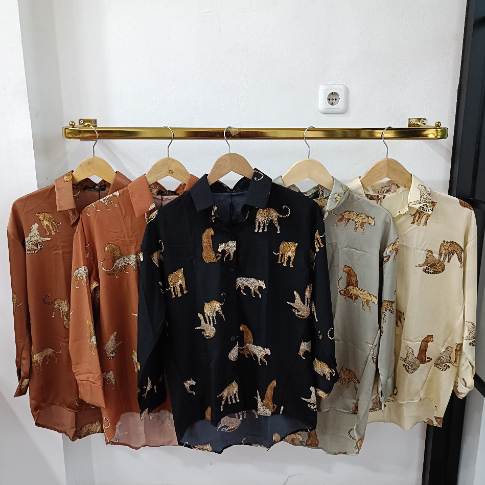 (PART 4) Kemeja LALUNE Mix Motif | Kemeja Satin Motif Kekinian | Atasan Wanita Kemeja Luaran Outer |
