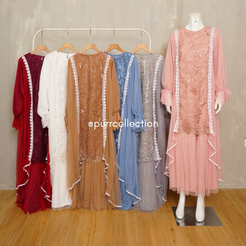 Gamis Anala Premium Hyget Kombi tulle dot & tulle garden