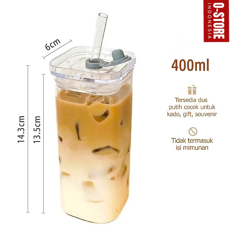 [Free Sedotan] Gelas Tumbler Kaca Sedotan Mug Lucu Bening Gelas Estetik Tumbler Minum Kaca Mug Therm