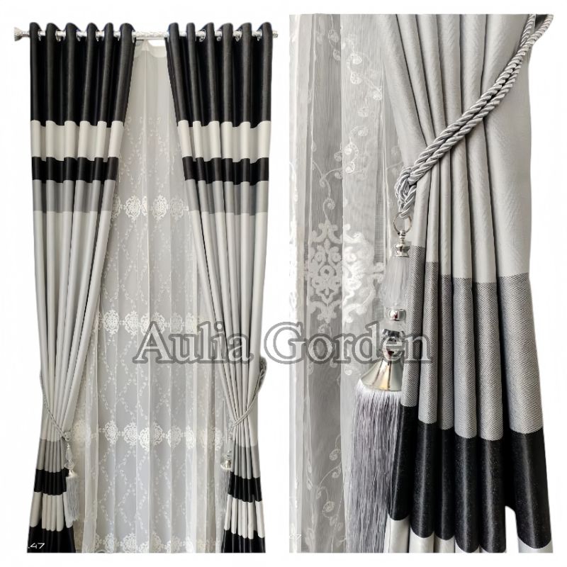 gorden jendela kombinasi warna gorden pelangi warna abu hitam
