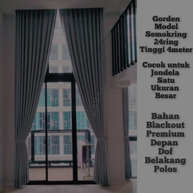 Gorden Jendela Panjang 4 Meter Hordeng Tinggi 3 Meter Tirai Jendela Kamar Ruang Tamu Kaca Hotel
