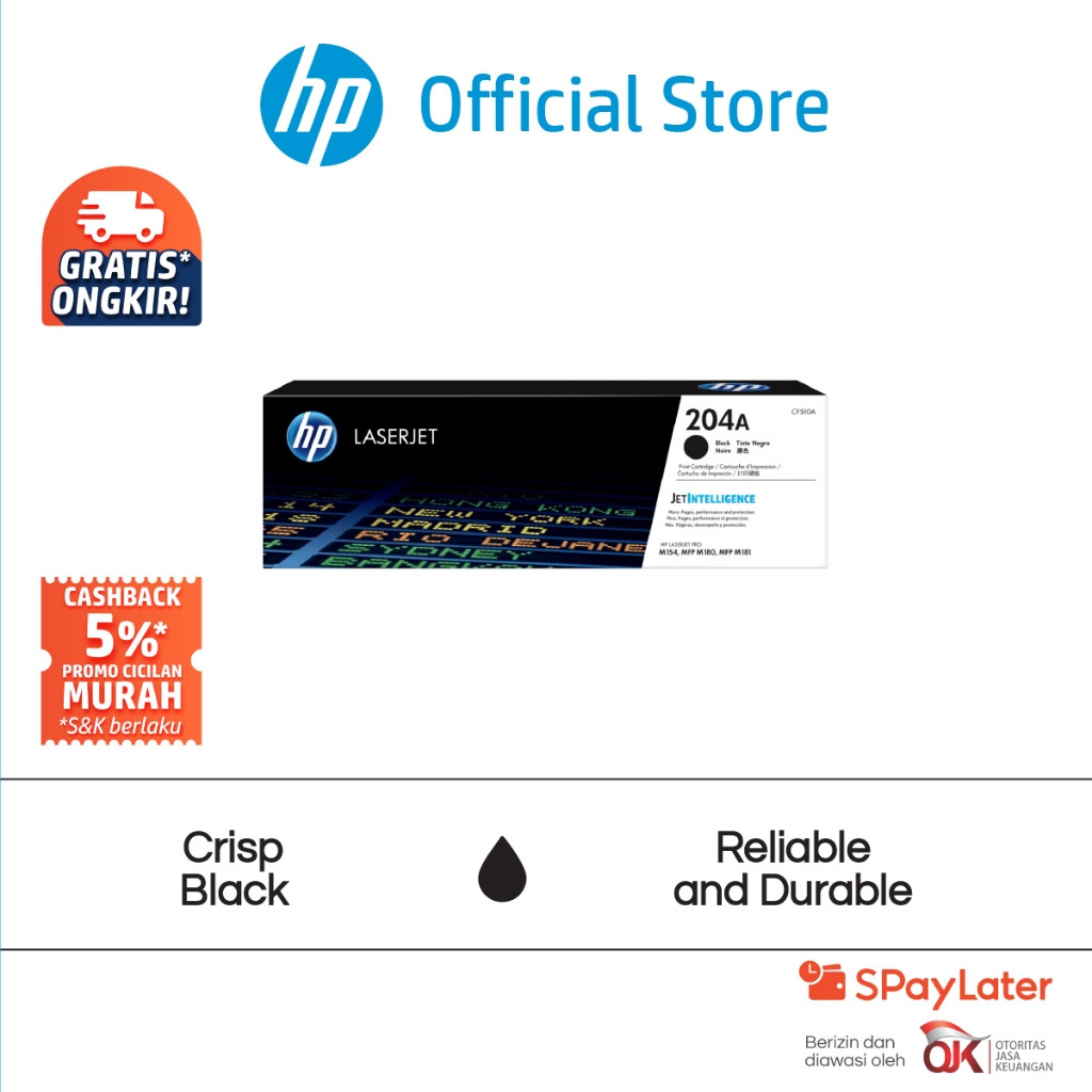 Tinta HP 204A Black Original LaserJet Toner Cartridge Hitam Cartridge Asli HP Color LaserJet Pro M15