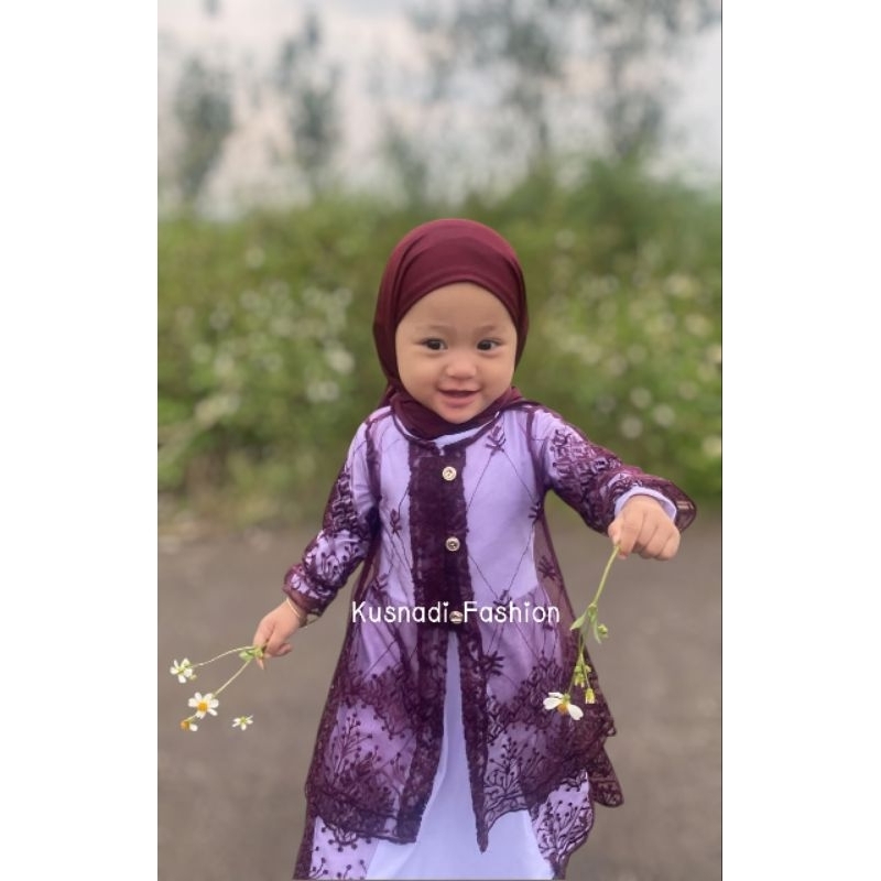 Gamis Anak Set Outer Brukat Tille || Baju Muslim Anak Set Inner Gamis Dan Outer