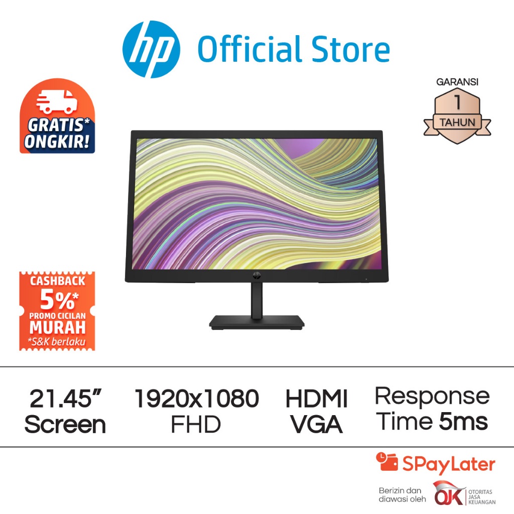 Monitor HP P22v G5 FHD Komputer 21.45 & 23.8 Inch 1920 x 1080 VA 75 Hz 5 ms HDMI Display Port / P24v
