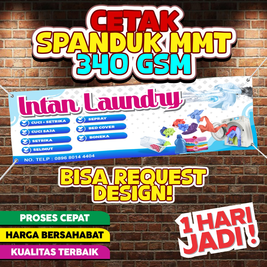 CETAK SPANDUK TEBAL 340 gsm / SPANDUK MMT / MMT 1 HARI JADI / MMT JUALAN / MMT TOKO