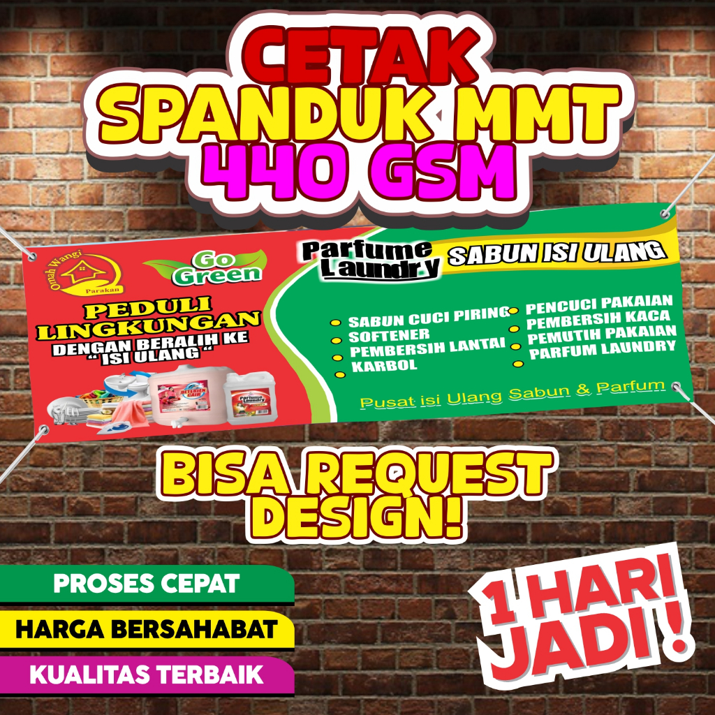 CETAK SPANDUK TEBAL 440 gsm / SPANDUK MMT / MMT 1 HARI JADI / MMT JUALAN / MMT TOKO