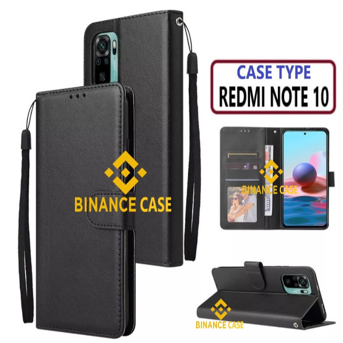 LEATHER FLIP CASE REDMI NOTE 10 CASE KULIT FLIP WALLET LEATHER KULIT PREMIUM SARUNG BUKA TUTUP KESIN