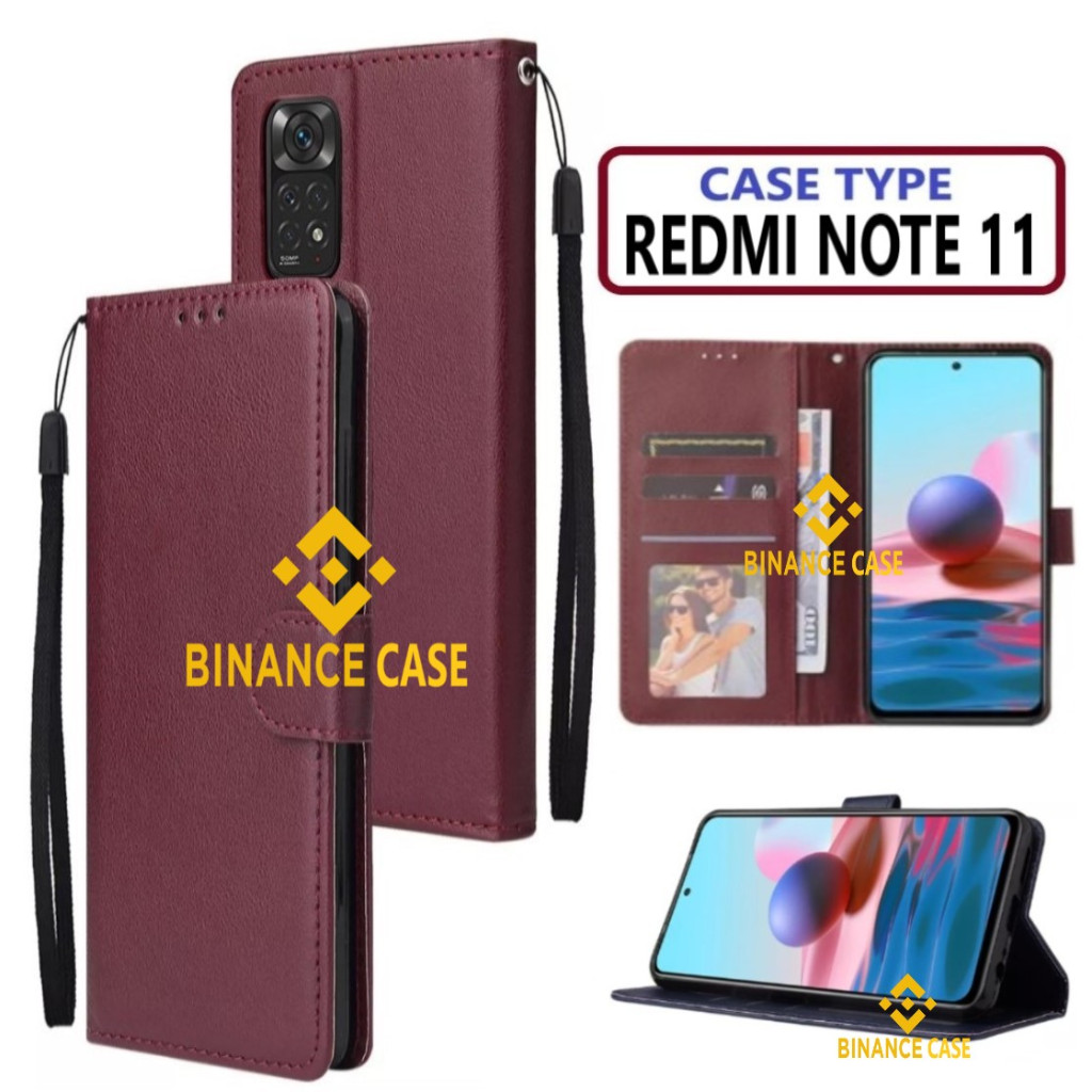 LEATHER FLIP CASE REDMI NOTE 11 CASE KULIT FLIP WALLET LEATHER KULIT PREMIUM SARUNG BUKA TUTUP KESIN