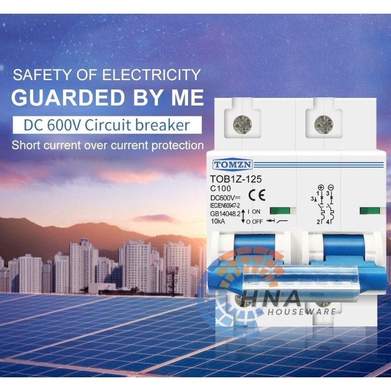 MCB DC 2P 600V 80A 100A 125A TOMZN circuit breaker PV solar panel