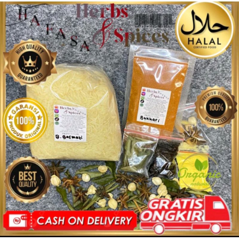 

Beras Basmati india 500gr+Bumbu Nasi Kebuli komplit