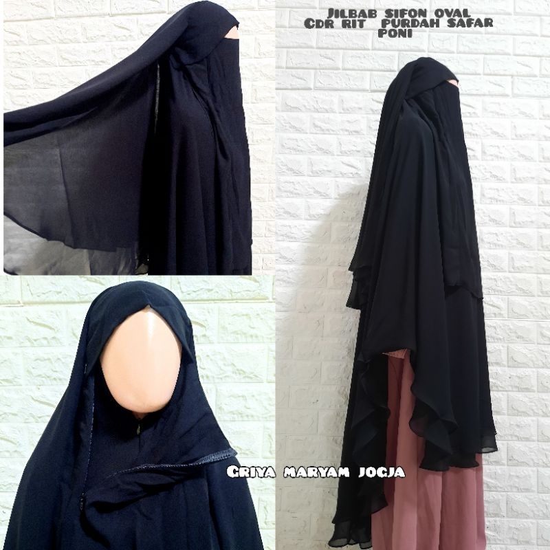 jilbab sifon cadar yaman poni rits/jilbab safar poni/jilbab purdah safar